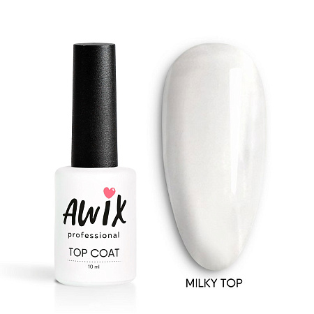 Закрепитель для гель-лака AWIX Milky Top (без липкого слоя), 10 мл